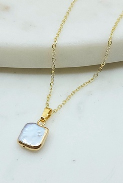 square freshwater pearl pendant necklace