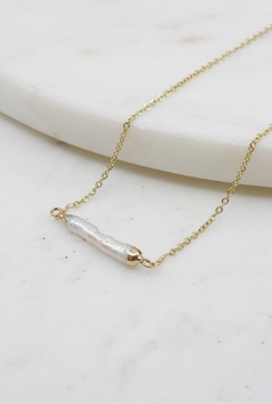 baroque pearl charm necklace in gold