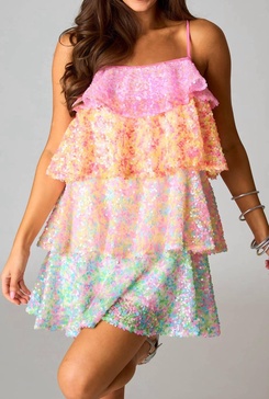 disco tiered sequin short dress in make it happen