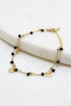gold and black crystal layered bracelet with gold accents