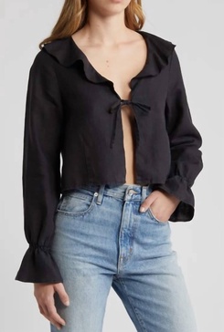camila ruffle top in black