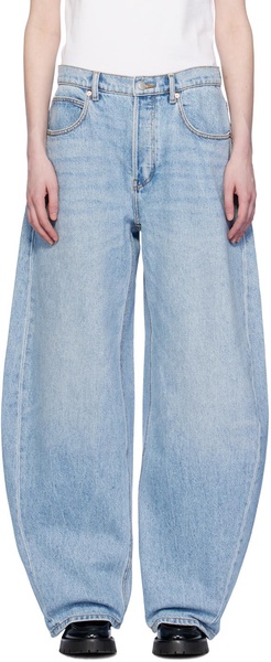 Light blue distressed flare jeans