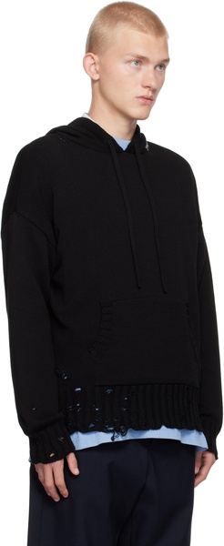 Black Dishevelled Mending Hoodie