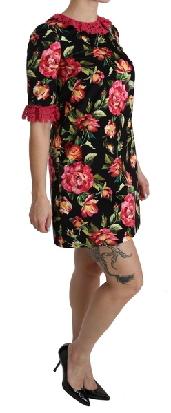 Dolce & Gabbana  Floral Pink Lace A-Line Shift Mini Dress