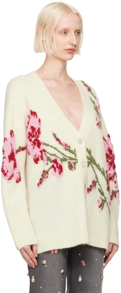 Off-White Jacquard Roses Cardigan