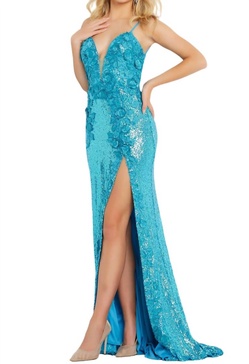 sequin sweetheart prom dress in turq