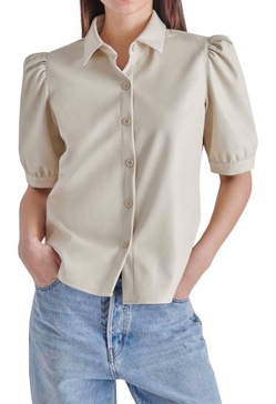 virginia faux leather top in bone