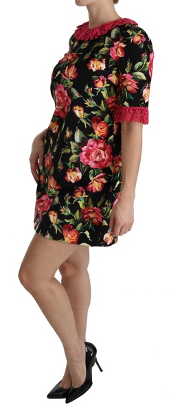Dolce & Gabbana  Floral Pink Lace A-Line Shift Mini Dress