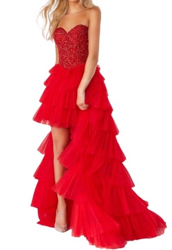 strapless mermaid prom dress in red