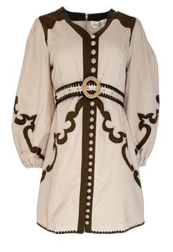octavia dress in olive/almond