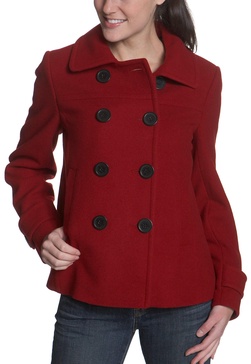 Andrew Marc Women's Double Breasted Shirt Collar A-Line Coat