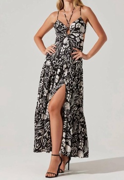 cassini dress in black and white