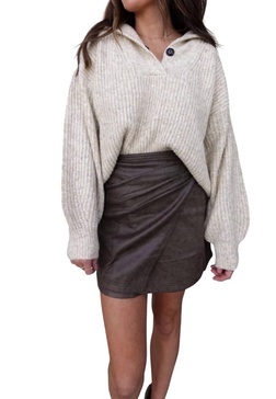 v-neck sweater with collar in oat