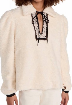 loretta teddy fleece tunic in cream teddy