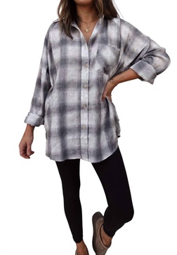plaid button-down flannel in gray