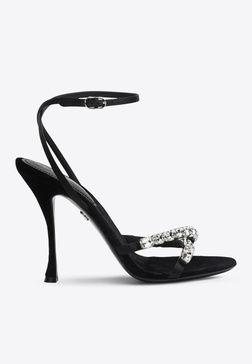 Keira 105 Satin Sandals with Gemstone Embellishments