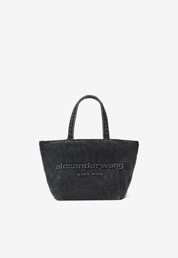 Small Punch Logo Washed Denim Tote Bag