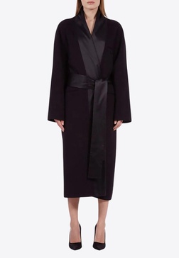 Wool Robe Coat with Satin Lapels