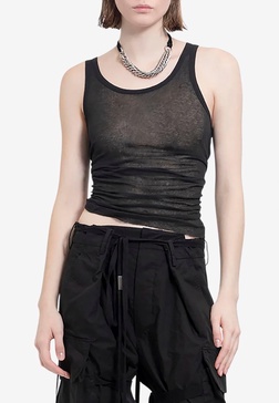 Mara Wrinkled Sheer Cropped Tank Top