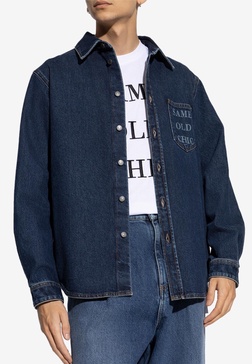 Slogan Print Denim Shirt