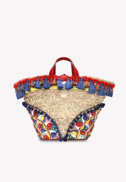 Kendra Tassel Embellished Straw Tote Bag