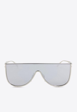Mask-Framed Metal Sunglasses