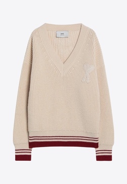 V-neck Ribbed Wool Sweater