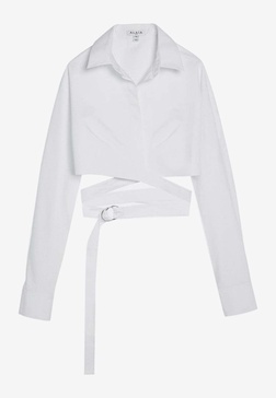 Crossover Poplin Long-Sleeved Shirt