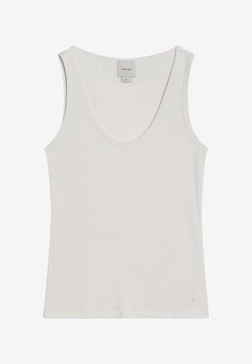 Logo Embroidered Ribbed Tank Top