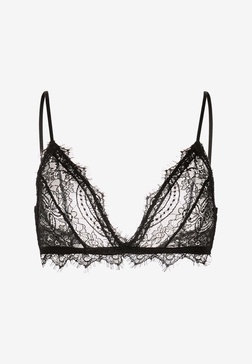 Semi-Sheer Lace Bra with Trims