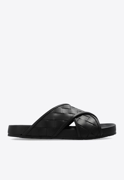 Tarik Padded Intrecciato Leather Slides