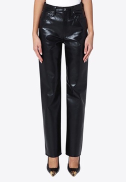Faux Leather Straight-Leg Pants