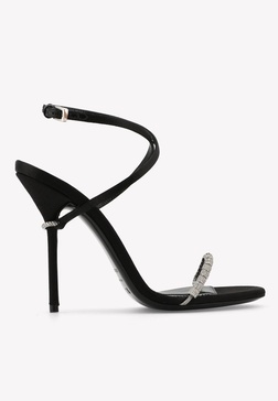 105 Crystal-Embellished Wraparound Satin Sandals