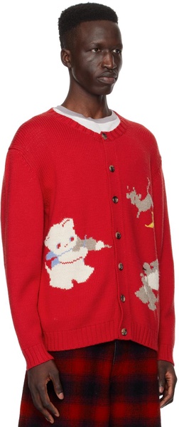 Red Novelty Prose Cardigan