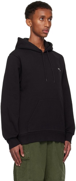 Black Script Embroidery Hoodie
