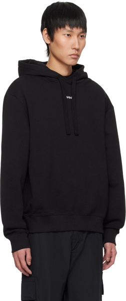 Black Logo Print Cotton-Terry Hoodie