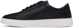 Black Coated-Leather Logo Sneakers