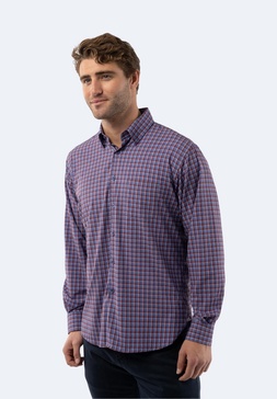 blue mini check and plaid shirt