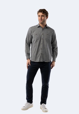 black and white stripes plaid shirt
