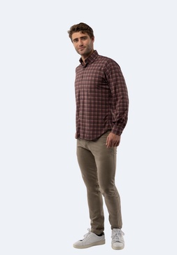 rust and blush plaid shirt