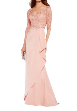v-neck a line prom dress in pink