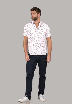 white with red chilli peppers shirt