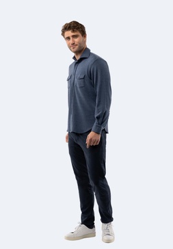 indigo stripes knit shirt