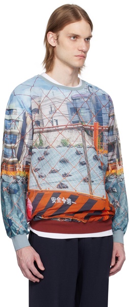 Blue Holiday Fence Long Sweatshirt