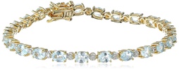 Amazon Essentials 18k Yellow Gold Plated Sterling Silver Genuine Gemstones and Diamond Accent Tennis Bracelet (previously Amazon Collection)