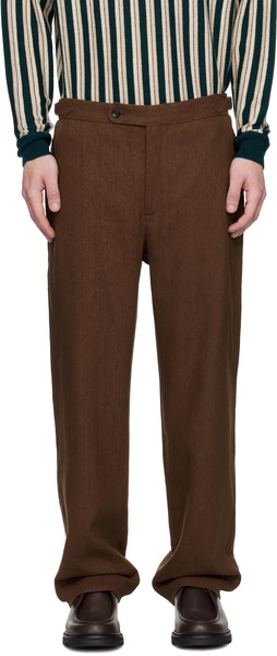 Brown Linen Suiting Trousers