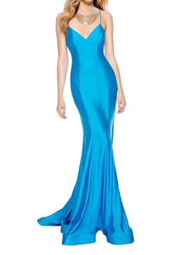 lace-up back dress in ocean