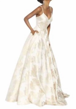 floral ballgown in gold/ivory