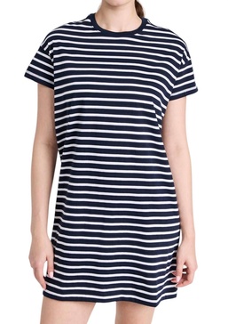 jersey stripe t-shirt dress in navy/white
