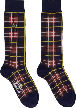 Navy Tartan Socks